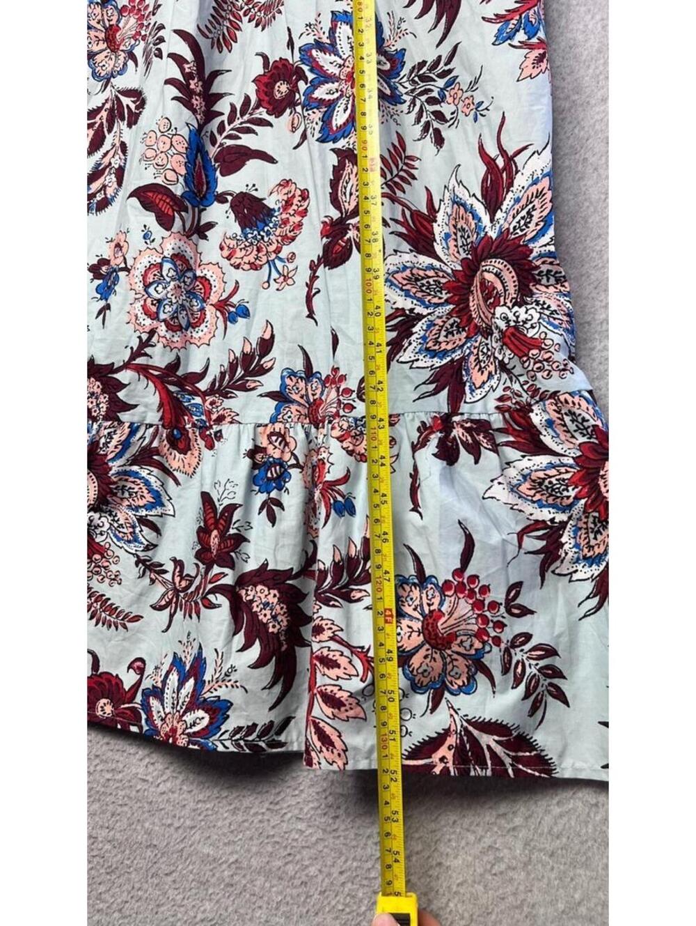 RHODE x Target Leafy Floral Cutout Maxi Dress Light Blue Cotton Boho Pockets L - Picture 4 of 9